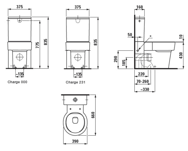 Унитаз напольный Laufen VAL  8.2428.1.000.000.1 безободковый Rimless