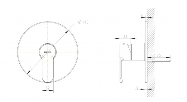 Смеситель для душа Bravat New Moon PB839103CP-RUS