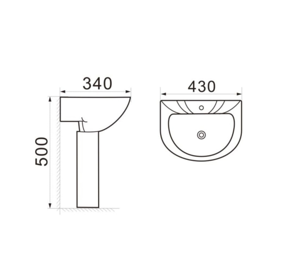 Раковина с пьедисталом  (60х40) SantiLine  SL-2115