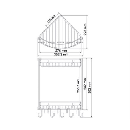 Полка металлическая двойная WasserKRAFT K-1222