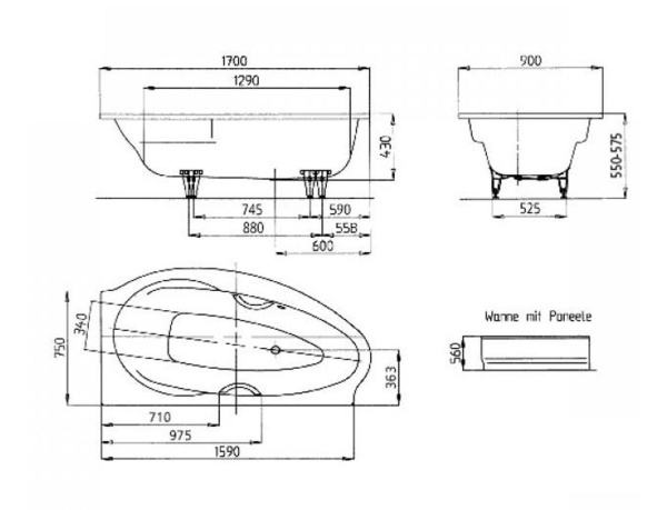 Ванна стальная (170x90) Kaldewei STUDIO 222800010001