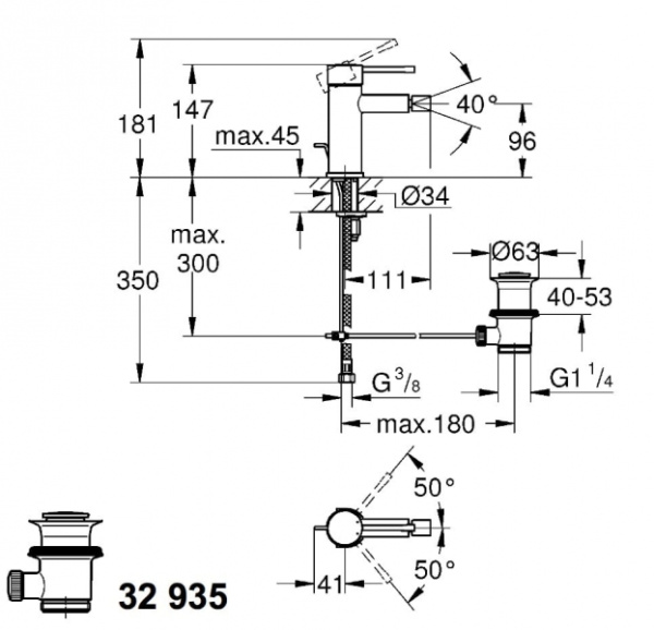 Смеситель однорычажный для биде Grohe Essence New 32935 GL1 (32935GL1) холодный рассвет глянец