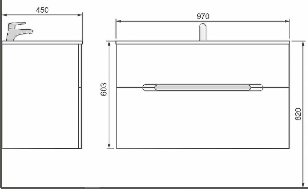 Тумба под раковину Jorno Modul 100  Mоl.01.97/P/W