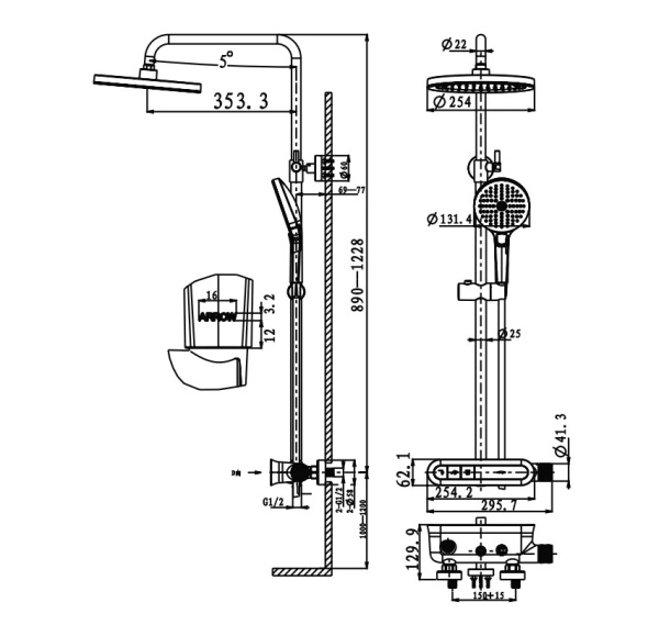Душевая система Arrow AMG13S869ACP хром