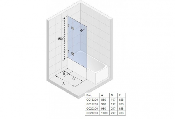 Шторка для ванной Riho Scandic GX0607202