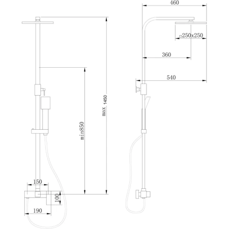 Душевая стойка ABBER Daheim AF8220BL без излива, черный матовый