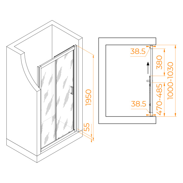Душевая дверь 100 см RGW Passage PA-016 350801610-11 прозрачное
