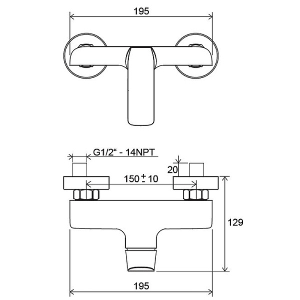 Смеситель для душа Ravak Flat FL 032.00/150 X070121