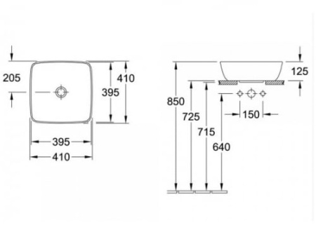 Раковина накладная 41х41 Villeroy & Boch Artis Plus 417841R1
