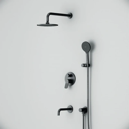 Душевой комплект с изливом Am.Pm X-Joy FB85A3RH32 черный матовый