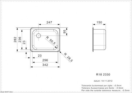 Мойка кухонная Reginox R18 2330 282х342 ^ Lux 2313