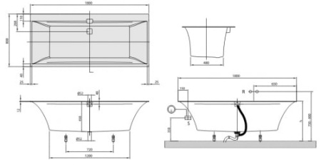 Ванна квариловая Villeroy & Boch Squaro Edge 12 180х80 (UBQ180SQE2DV-01)