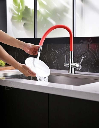 Смеситель для кухни Lemark Comfort с подключением к фильтру с питьевой водой (LM3075C-Red)