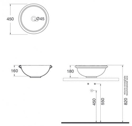 Раковина накладная (45х18) Azzurra Jubilaeum JULA04518000BI/(JUB50/APP bi)*0