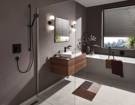 Смеситель для ванны встраиваемый с защитной комбинацией EN1717 Hansgrohe Vivenis 75416670 черный матовый