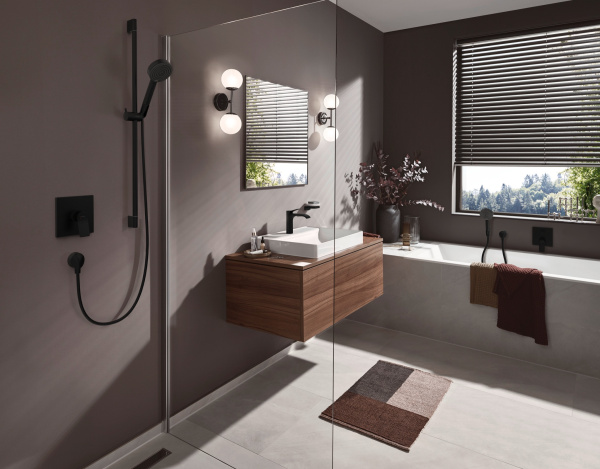 Смеситель для ванны встраиваемый Hansgrohe Vivenis 75415670 черный матовый