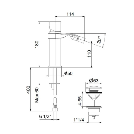 Смеситель для биде Webert ONE-B NB840102741, белый