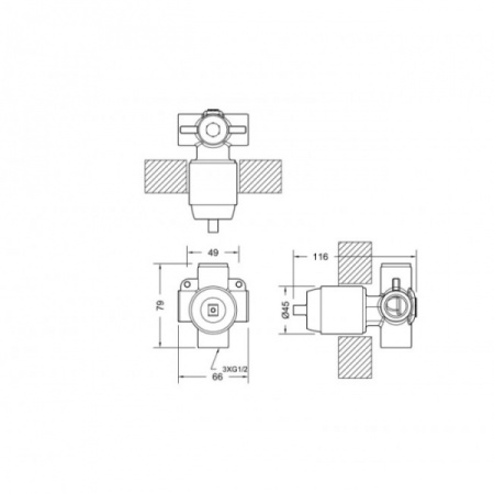 Внутреняя часть для смесителя Bravat Built-in D999BW-ENG