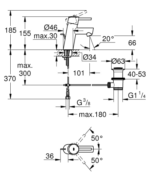 Смеситель для раковины однорычажный Grohe Concetto 32204 10E (3220410E) хром