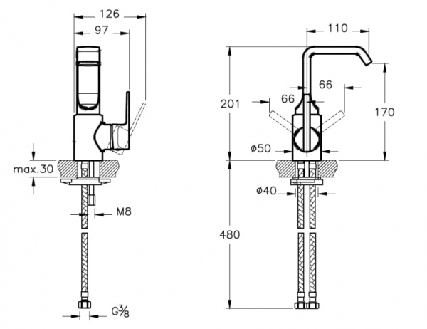 Смеситель для раковины Vitrа Suit L A42466EXP