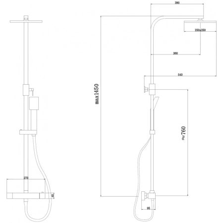 Душевая стойка ABBER Daheim AF8260SPL с термостатом без излива, сатин