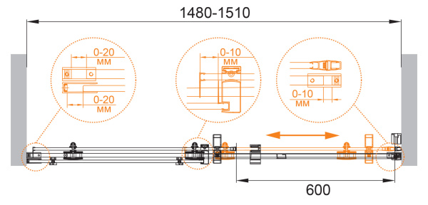Душевая дверь (150х195) CEZARES STYLUS-M STYLUS-O-M-BF-1-150-C-Cr