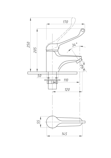 Смеситель для раковины локтевой хирургический ПСМ-Профсан  МЕДИК PSM-740-055