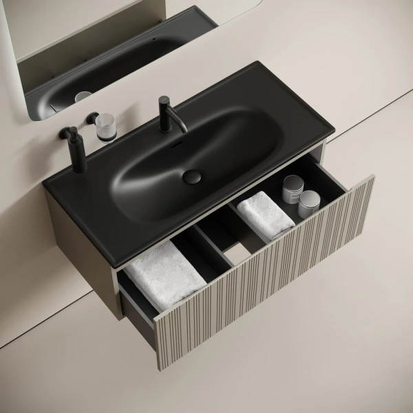 Тумба без раковины подвесная Sancos Code CD100GP серая платина матовый