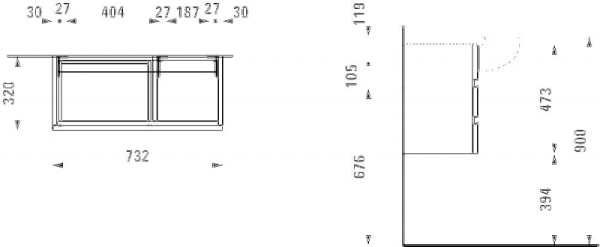 Тумба для раковины Laufen Alessi one 4.2445.0.097.630.1