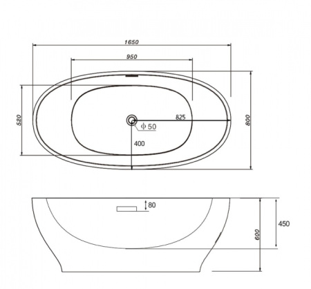 Акриловая ванна Gemy G9207 (165x80)