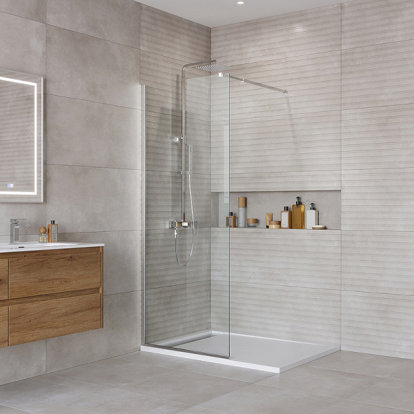 Душевая перегородка (90х195) BelBagno KRAFT-L-1-90-C-Cr хром