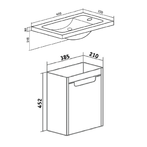 Тумба под раковину Runo Микра 40 (00000001078)