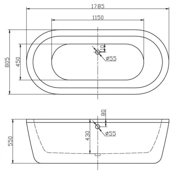 Акриловая ванна BelBagno BB12-1785