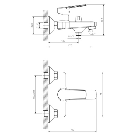 Смеситель для ванны DECOROOM DR22 DR22036