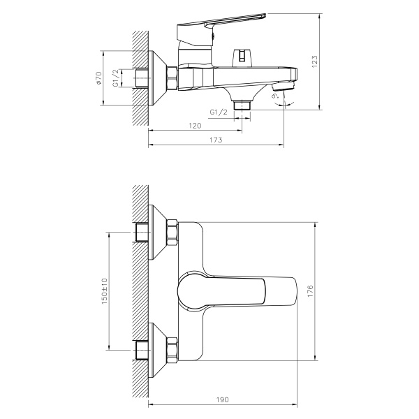 Смеситель для ванны DECOROOM DR22 DR22036 Смеситель для ванны DECOROOM DR22 DR22036