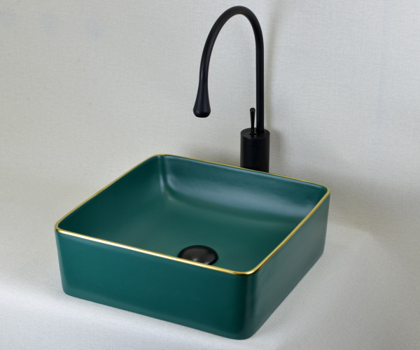 Накладная раковина (40х40) Bronze de Luxe зеленая  1063