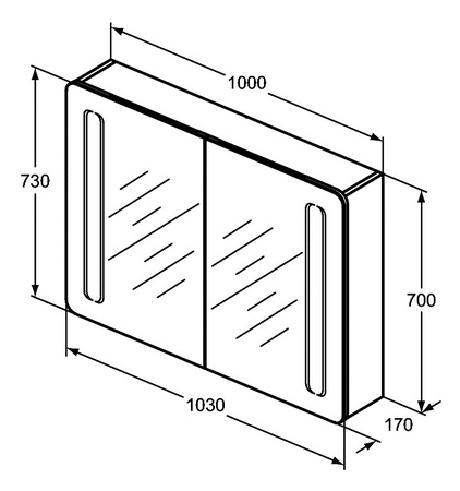 Зеркальный шкаф 100 см Ideal Standard MIRROR&LIGHT T3389AL