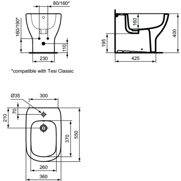 Биде напольное Ideal Standard Tesi T3540V3