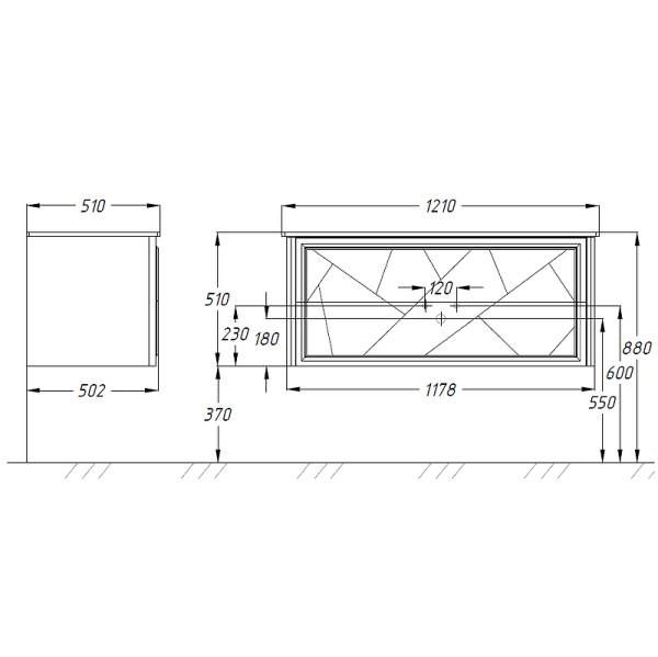 Тумба под раковину Opadiris Луиджи 120   00-00007192 серый матовый (без раковины)