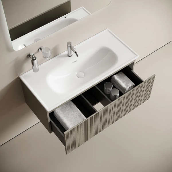 Тумба без раковины подвесная Sancos Code CD100GP серая платина матовый