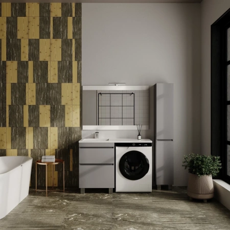 Тумба под стиральную машину напольная без раковины Style Line Даллас Леон СС-00002450 светло-серый матовый