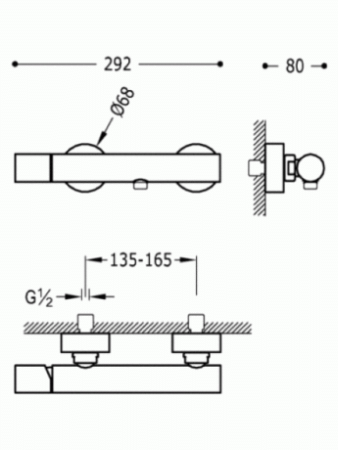 Смеситель однорычажный настенного монтажа Tres Class 20516801