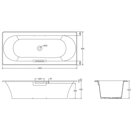 Чугунная ванна (180x80) Jacob Delafon Volute E6D900-0