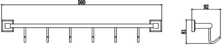 Планка с крючками 6 крючков Savol 95 S-009576