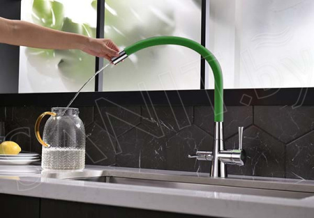 Смеситель для кухни Lemark Comfort с подключением к фильтру с питьевой водой (LM3075C-Green)