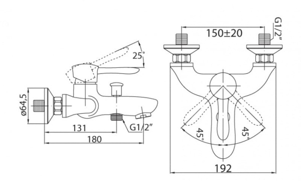 Смеситель для ванны BelBagno Oglio OGL-VASM-CRM