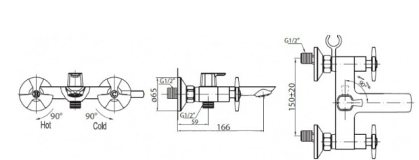 Смеситель для ванны и душа ELICA ELI-VAS-CRM/Tre