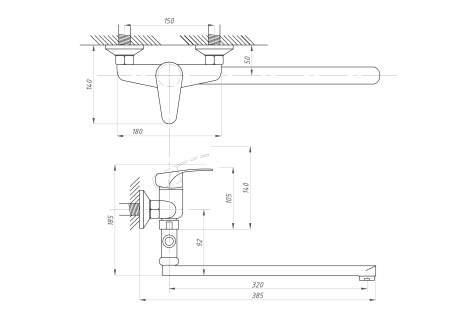 Смеситель для ванны ПСМ-Профсан ПСМ PSM-104-21