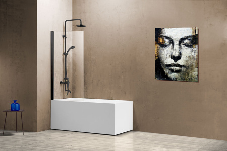 Душевая шторка на ванну VSB-11800CLB (80х140) черный, стекло прозрачное