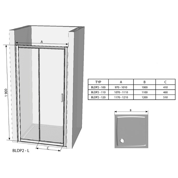 Душевая дверь Ravak Blix BLDP2-100 0PVA0U00ZH